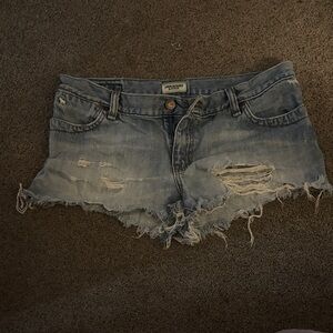 Abercrombie & Fitch Distressed Blue Jean Shorts